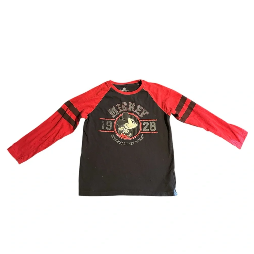 Disney Mickey Mouse Red and Black Long Sleeve Tee